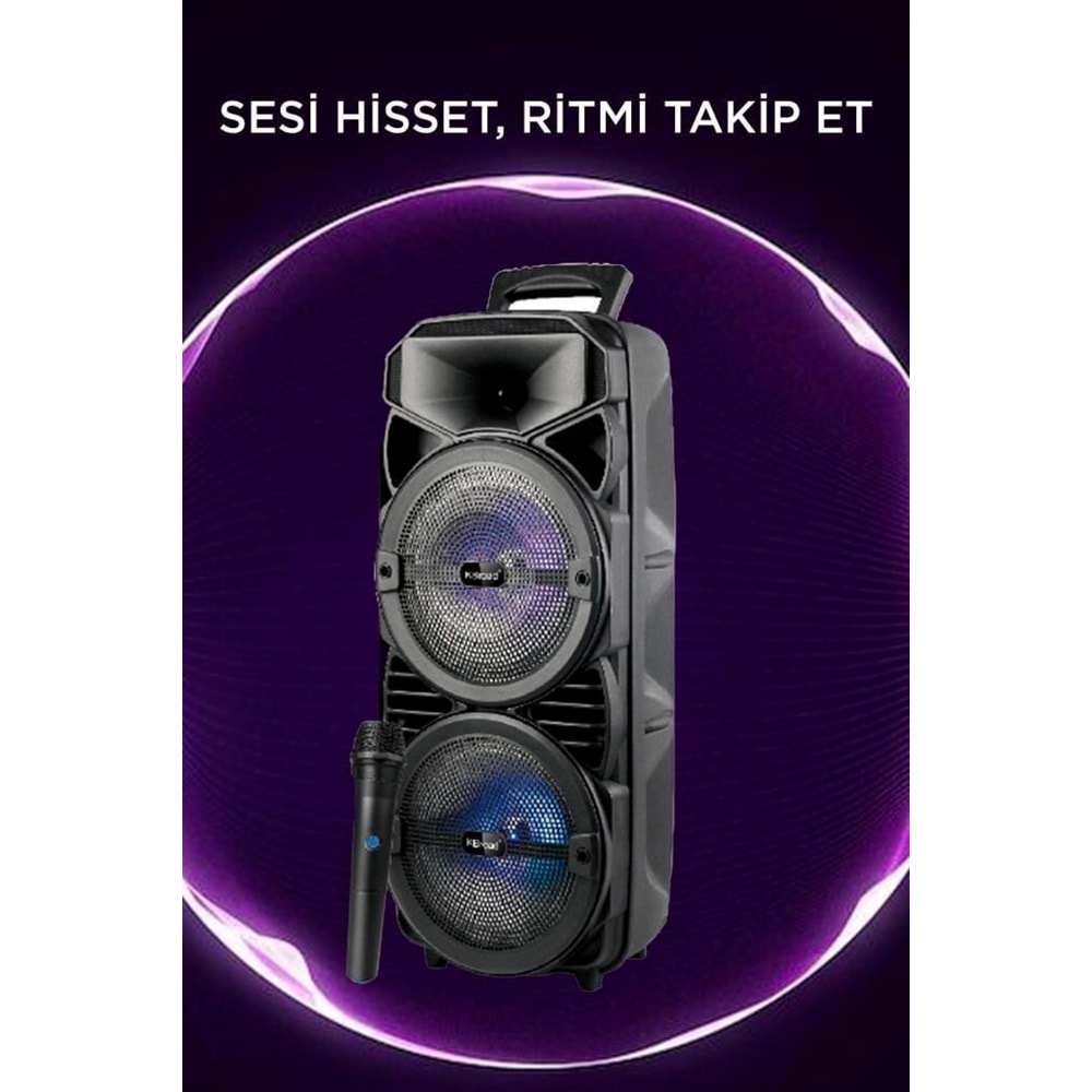 KTS-2411 Kablosuz Mikrofonlu 5.0 Bluetooth Hoparlör Fm Radyo Speaker