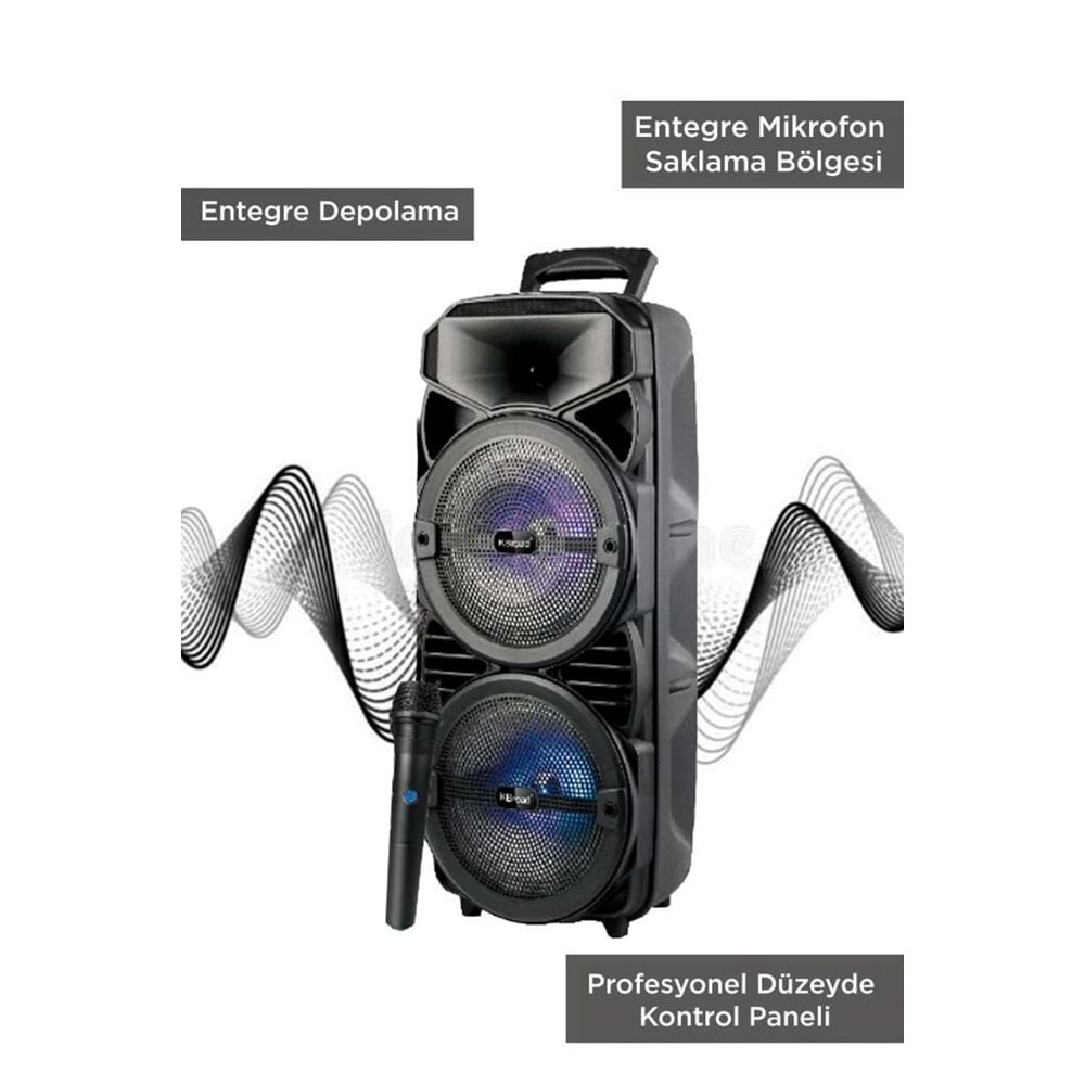 KTS-2411 Kablosuz Mikrofonlu 5.0 Bluetooth Hoparlör Fm Radyo Speaker