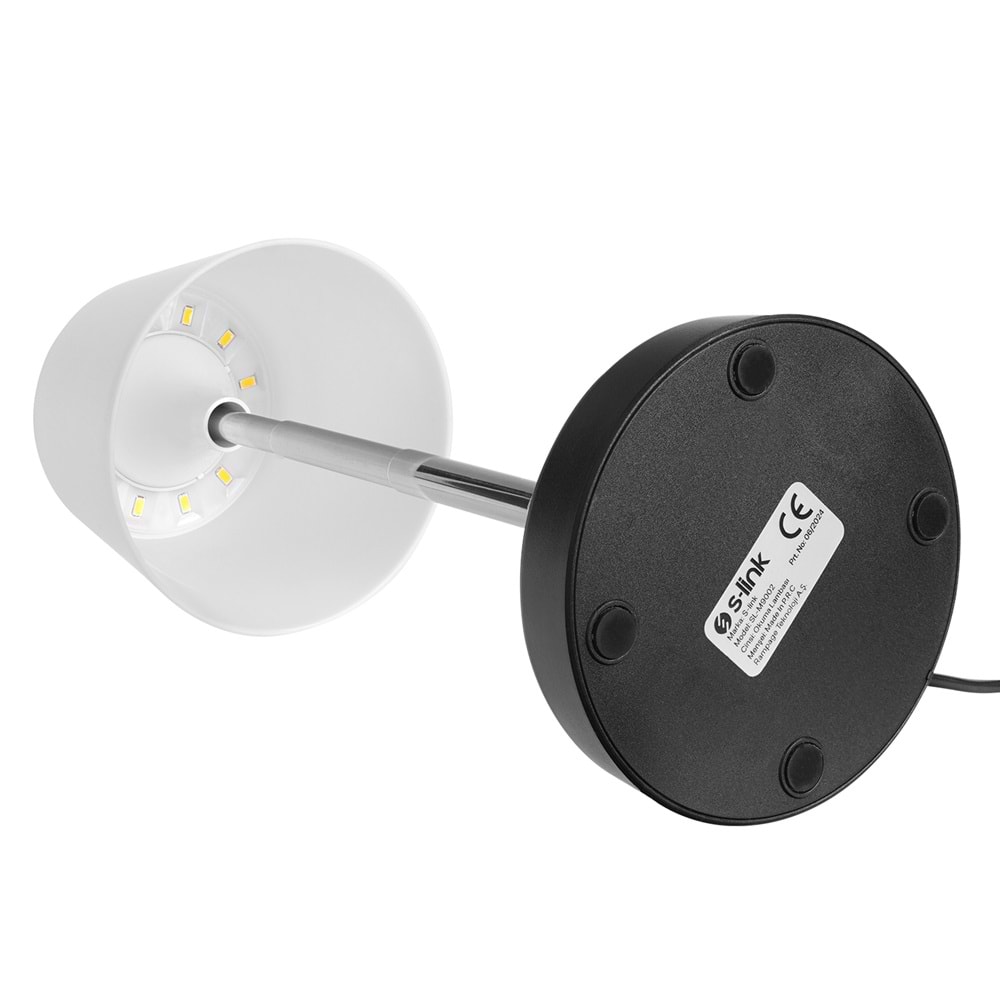 S-link SL-M9002 Usb Destekli Paslanmaz Çelik Beyaz Masa Üstü 12 SMD Ledli Okuma Lambası