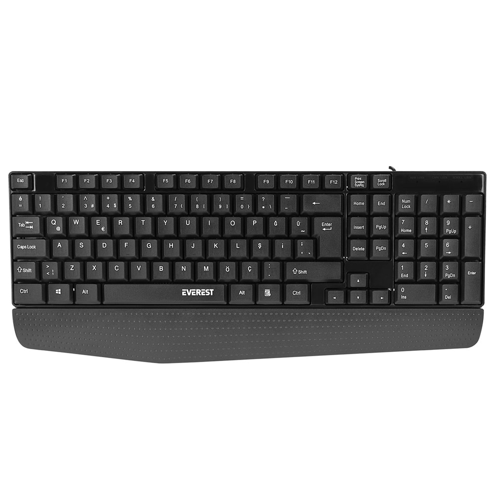 Everest KB-951U Siyah USB Bilek Destekli Q Standart Ofis Klavye