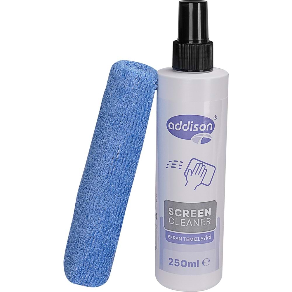 Addison 300871 Ekran Temizleyici Sprey 250ml + Mikrofiber Bez
