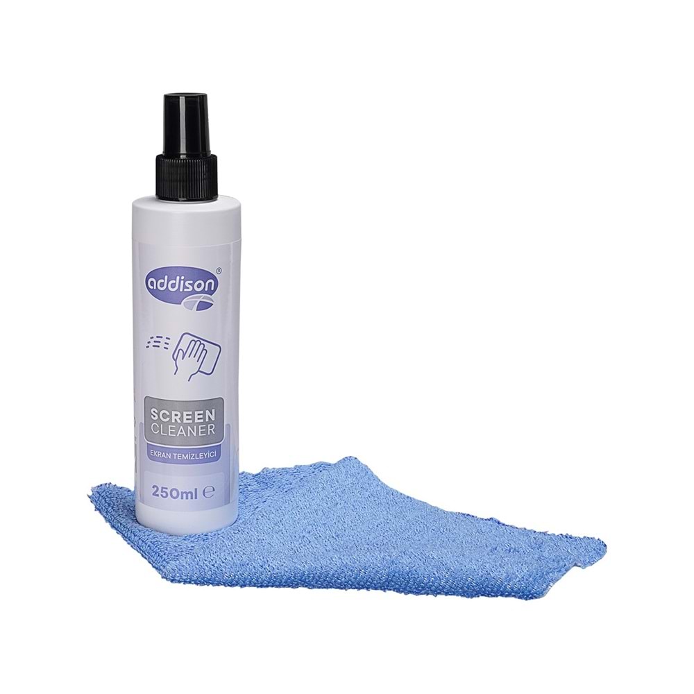 Addison 300871 Ekran Temizleyici Sprey 250ml + Mikrofiber Bez