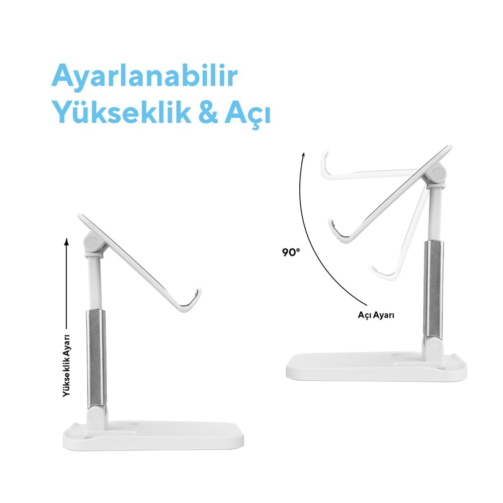 Addison ADS-110 Universal Ayarlanabilir Masa Üstü Beyaz Telefon Tutucu