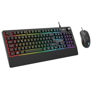 Rampage KM-9858 JAZZY V2 Siyah Usb RGB Aydınlatmalı Q 12800 DPI Mouse Gaming Oyuncu Klavye Mouse Set
