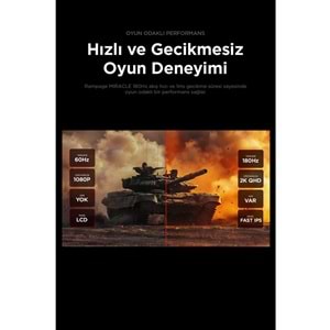 Rampage MIRACLE MC27RQ180 27'' 180Hz 1ms Fast IPS QHD 2K HDR Freesync Pivot PC Flat Oyuncu Monitörü