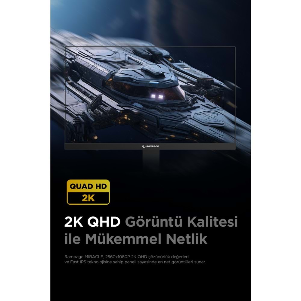 Rampage MIRACLE MC27RQ180 27'' 180Hz 1ms Fast IPS QHD 2K HDR Freesync Pivot PC Flat Oyuncu Monitörü