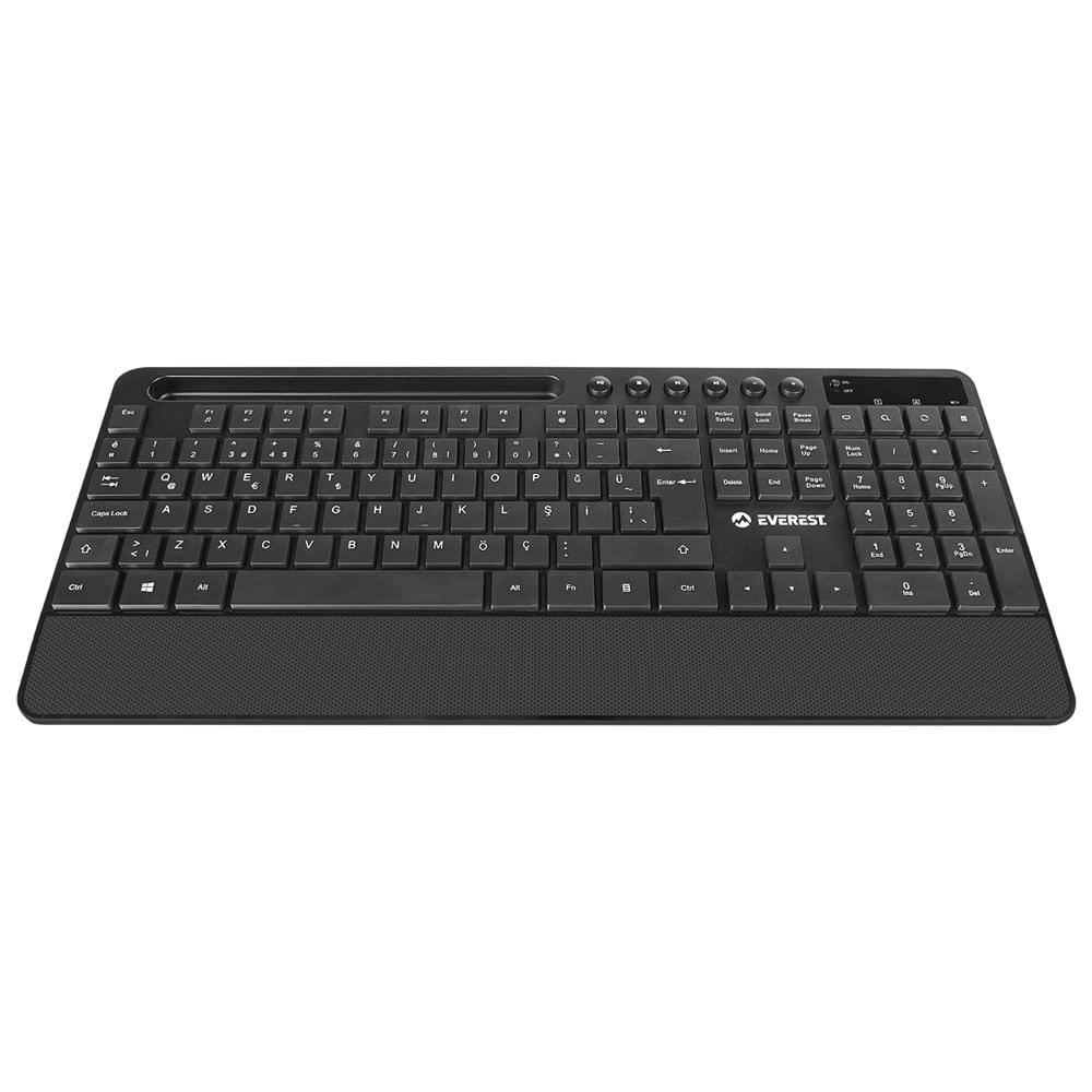 Everest KM-9676 Siyah Multimedya Tablet-Telefon Standlı Klavye + Mouse Set