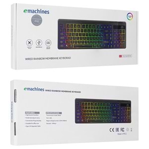 Acer eMachines EAK860 Siyah USB Rainbow Aydınlatmalı Q Standart Kompakt Klavye