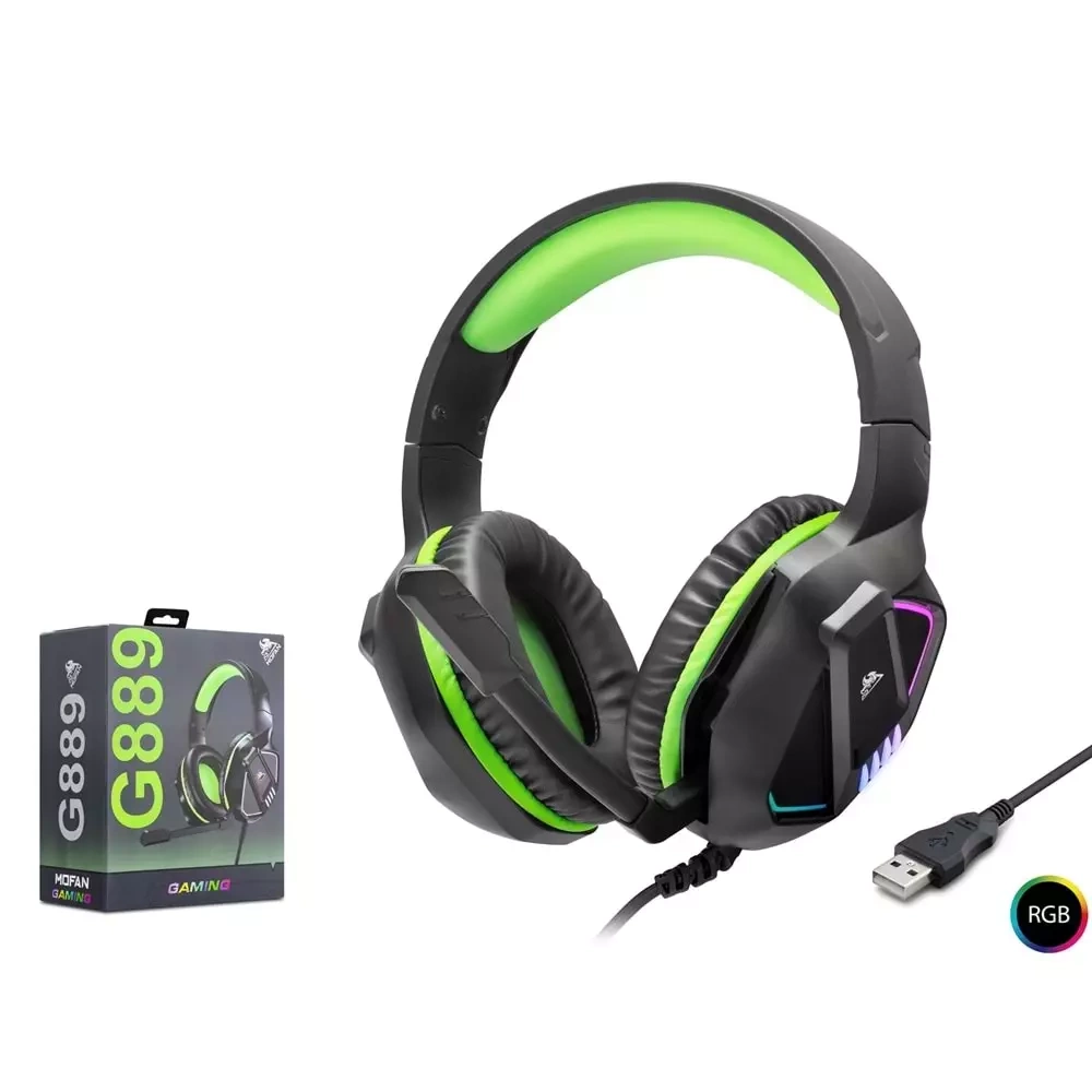 MOFAN G889 Surround Gaming Kulaklık USB 7.1 RGB - Siyah