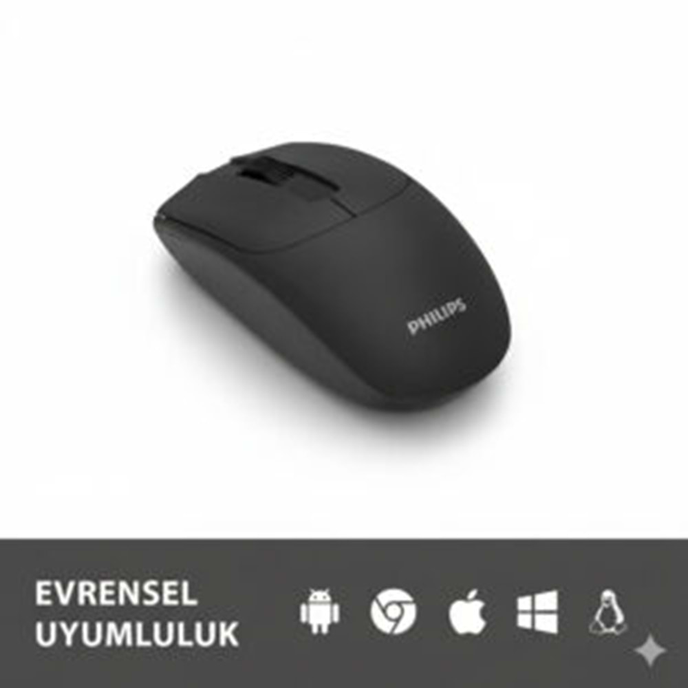 Philips SPK7398 Kablosuz 1600DPI 3 Tuşlu Optik Mouse Siyah