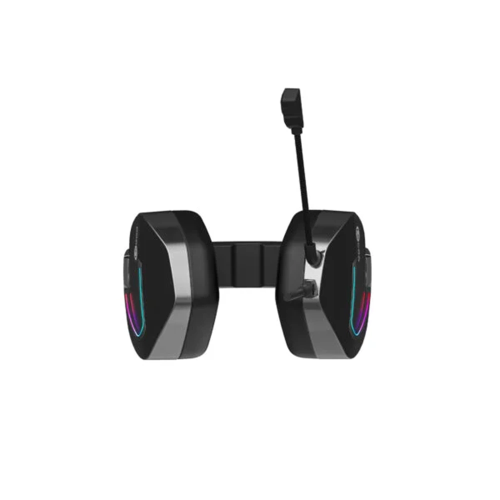 Lecoo HT402 USB + 3.5mm Jack Kablolu RGB LED Aydınlatmalı Çıkartılabilir Mikrofonlu Kulak Üstü Gaming Kulaklık Siyah