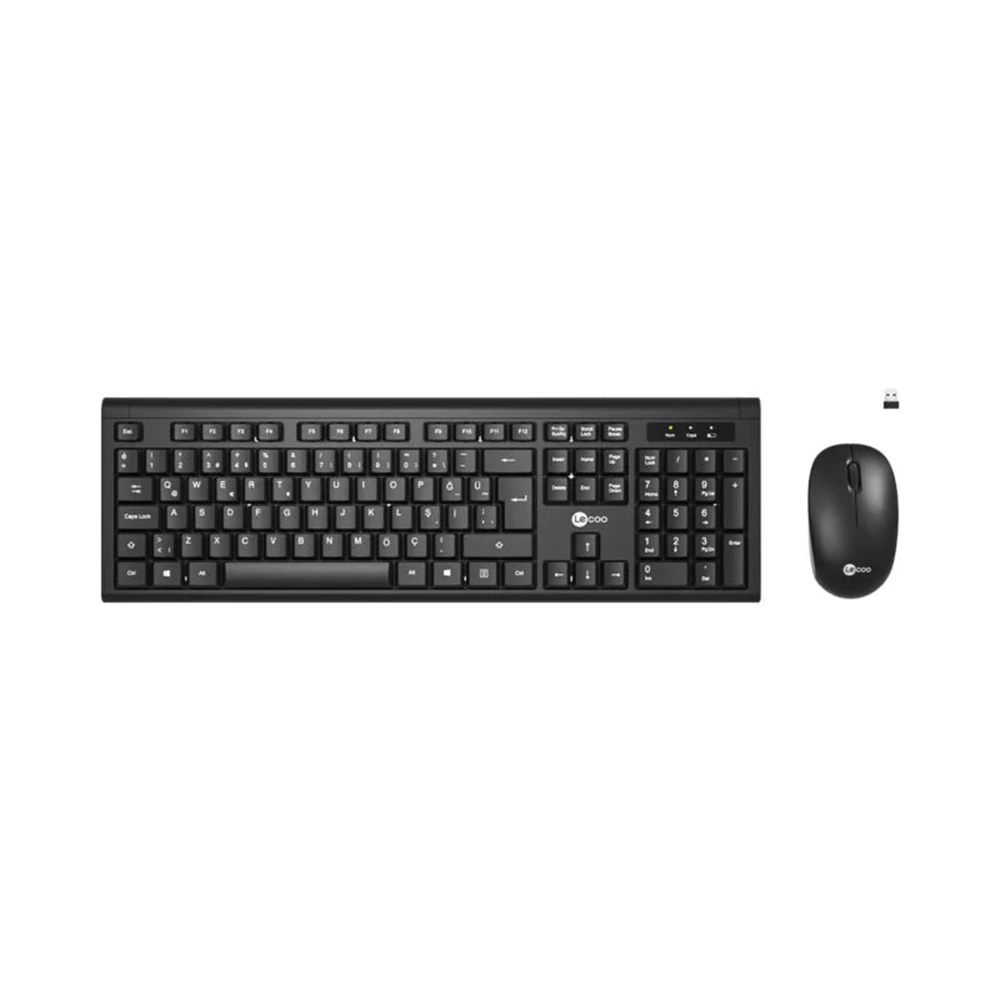 Lecoo KW200 Kablosuz Türkçe Q Klavye & Mouse Set Siyah