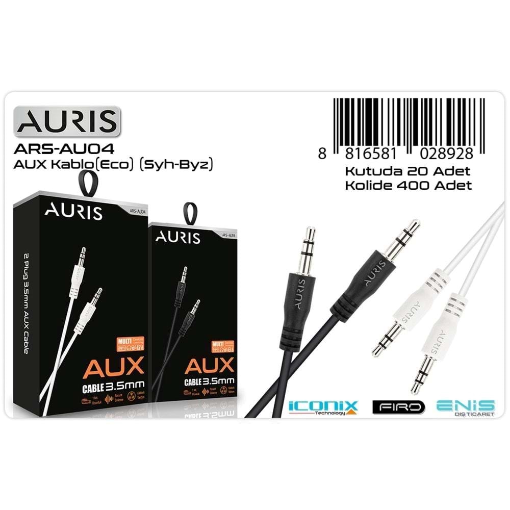 Auris ARS-CH04 Siyah/Beyaz 1mt Aux Kablo