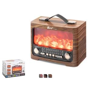 Fepe FP-821 Şömine Efektli Retro Bluetooth-USB-SD-FM Şarjlı/ Ledli Nostaljik Radyo