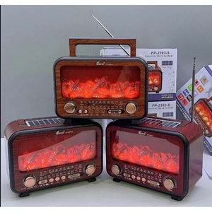 Fepe FP-2393 Şömine Efektli Retro Bluetooth-USB-SD-FM Şarjlı/ Ledli Nostaljik Radyo