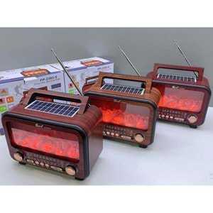 Fepe FP-2393 Şömine Efektli Retro Bluetooth-USB-SD-FM Şarjlı/ Ledli Nostaljik Radyo