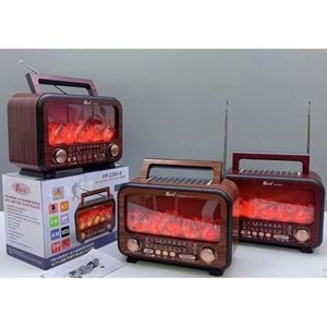 Fepe FP-2393 Şömine Efektli Retro Bluetooth-USB-SD-FM Şarjlı/ Ledli Nostaljik Radyo
