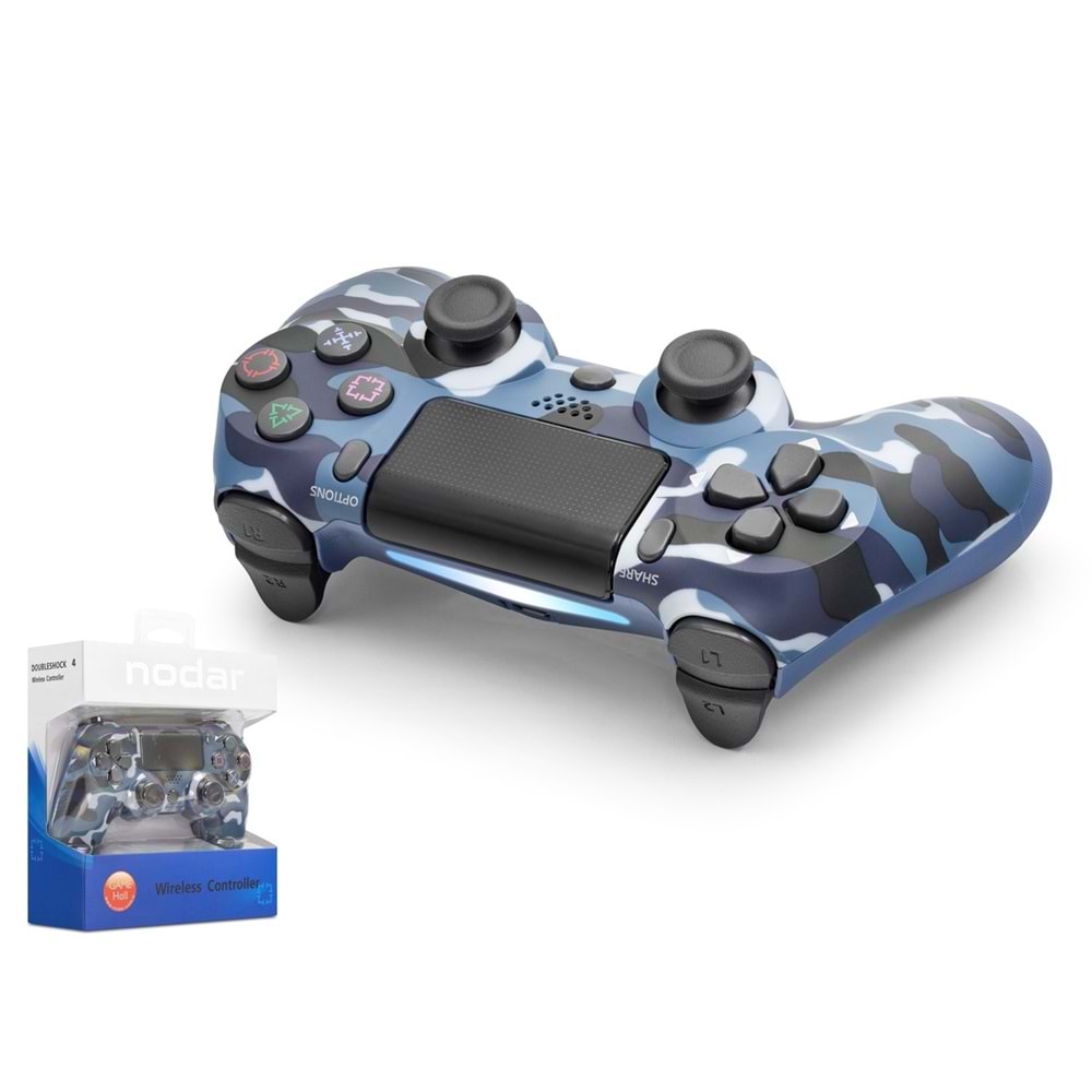 NODAR ND400M PS4 Uyumlu Kablosuz GamePad Oyun Kolu - Mavi Kamuflaj