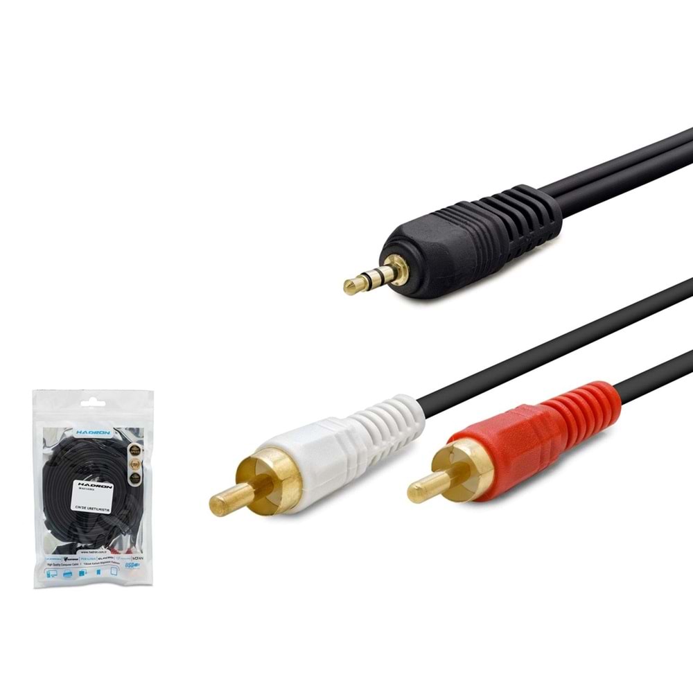 HADRON HDX1031 3.5 mm to 2 RCA Kablo 3 m - Siyah